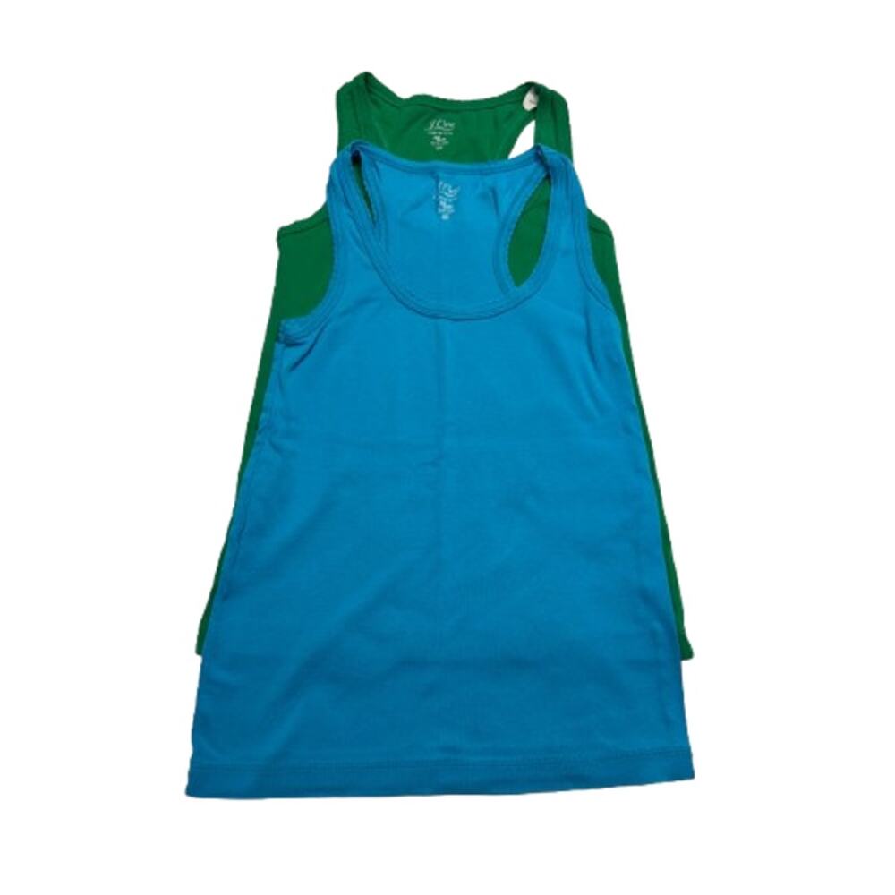 J. Crew Women's Scalloped-edge Racerback Tank Top XXS Blue Green Lot of 2